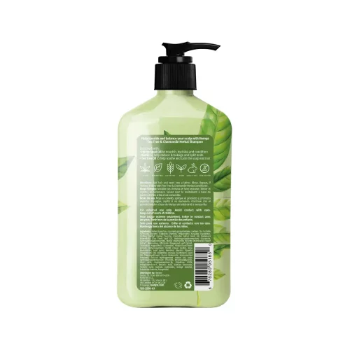 Šampon s veganským biotinem a tea tree olejem pro péči o vlasovou pokožku - tea tree a heřmánek 500 ml